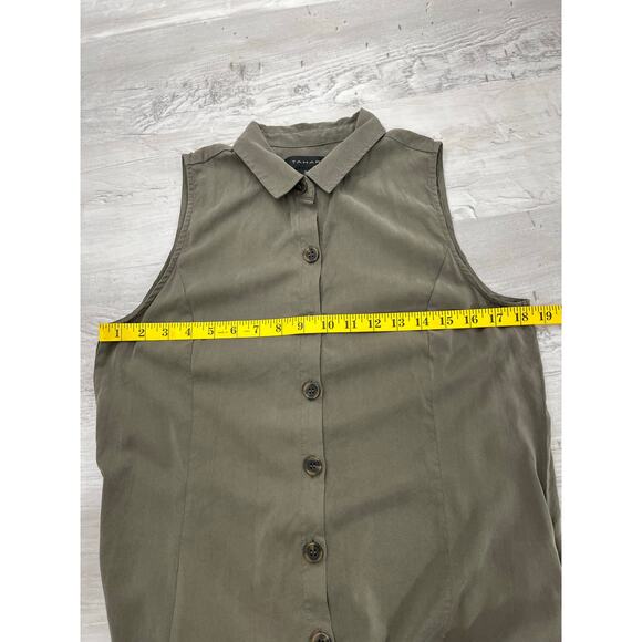 Tahari Green Sleeveless Collared Full Button Down Lightweight Pockets Maxi Dress - Picture 6 of 6